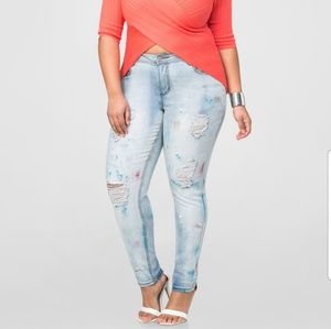 Ashley Stewart Light Splatter Light Blue Jeans